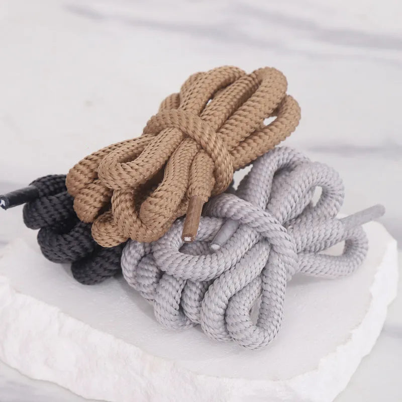 Set of elastic oval polyester shoelaces in multiple colours showing 1.0cm width and length options from 120cm to 160cm