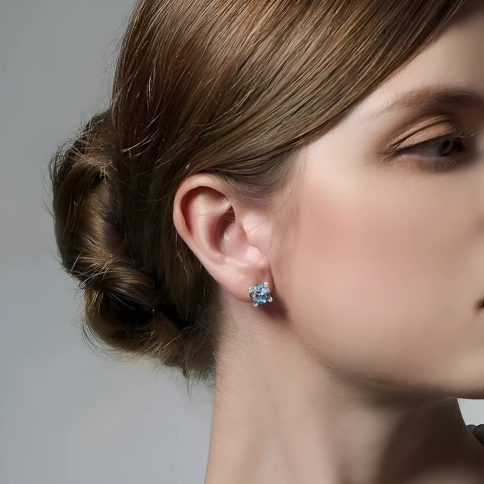 Cultivate Alexandrite 925 silver geometric round ear studs for women