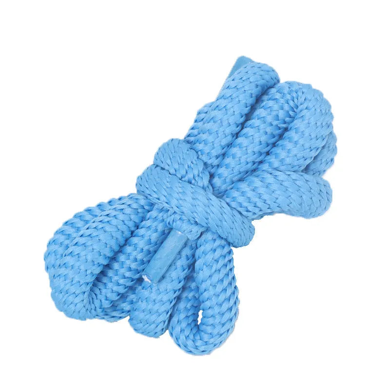 Set of elastic oval polyester shoelaces in multiple colours showing 1.0cm width and length options from 120cm to 160cm
