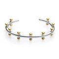 Stainless steel C-shaped personality texture rivet bean beads bracelet in three colour options