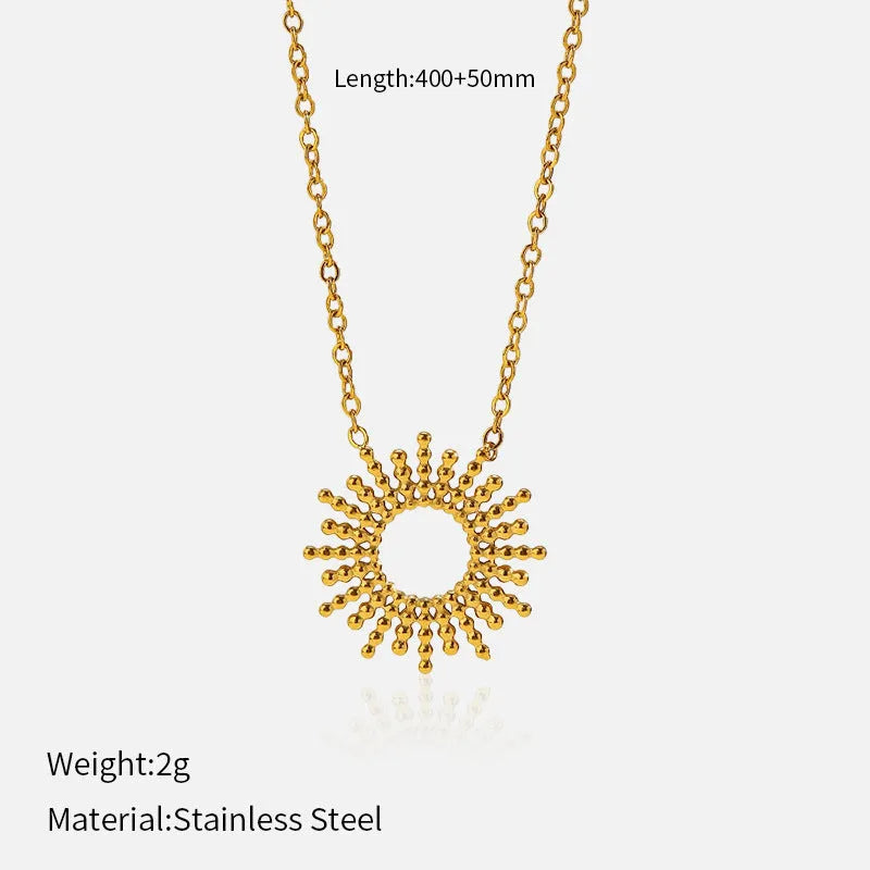 Gold-coloured jewellery set with matching geometry pendant necklace and chain bracelet