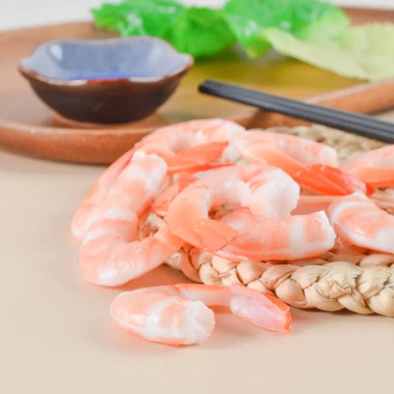 PVC injection-moulded simulation seafood shrimp keychain with door buckle attachment