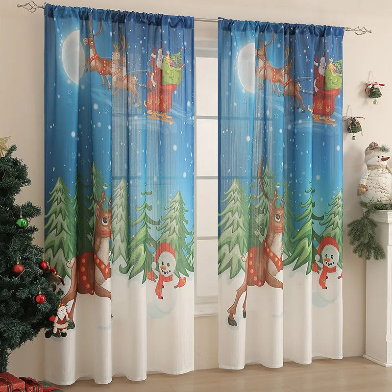 American style printed polyester shading curtain with Christmas pattern in red plaid design