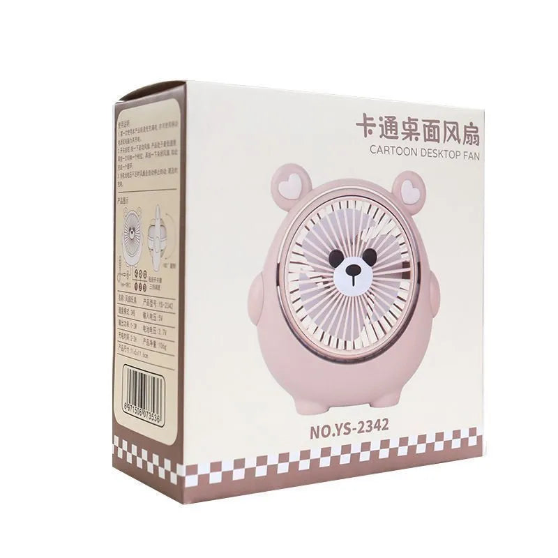 Dog-themed desktop electric fan with USB cable in one of six colour options