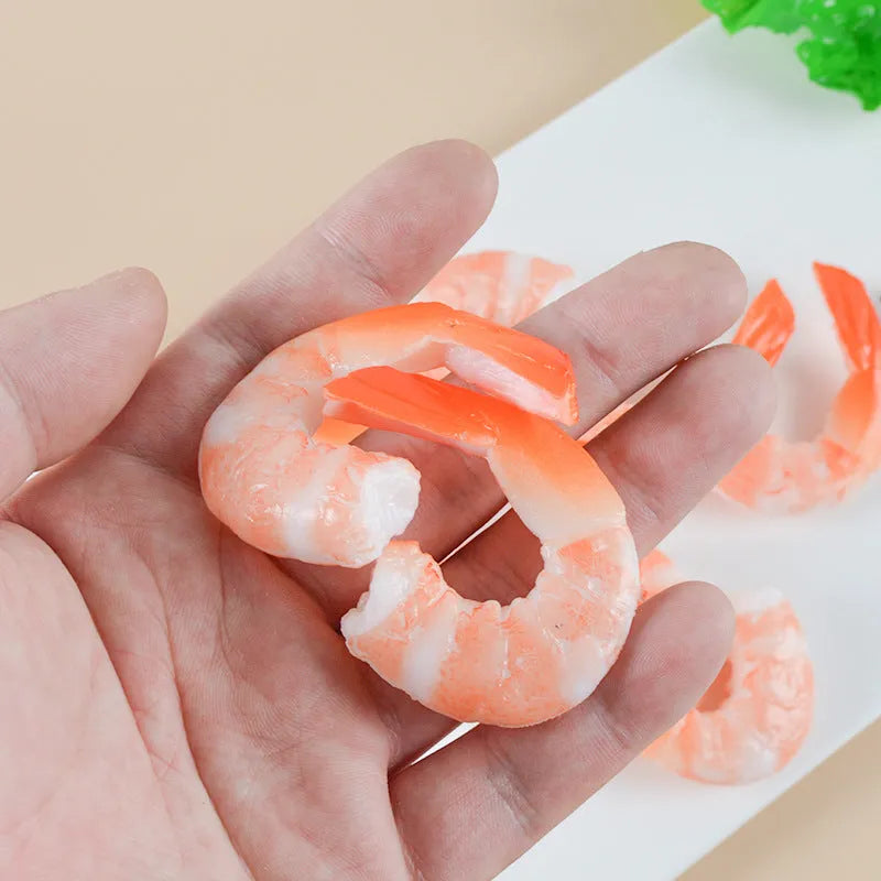 PVC injection-moulded simulation seafood shrimp keychain with door buckle attachment