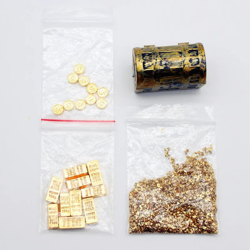 Alloy gold coin treasure box doll house accessories miniature model ornaments