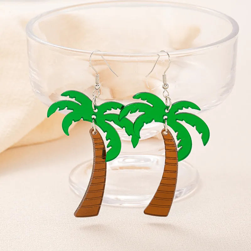 Alloy drop earrings with a blue acrylic artocarpus heterophyllus design and hook fastening.
