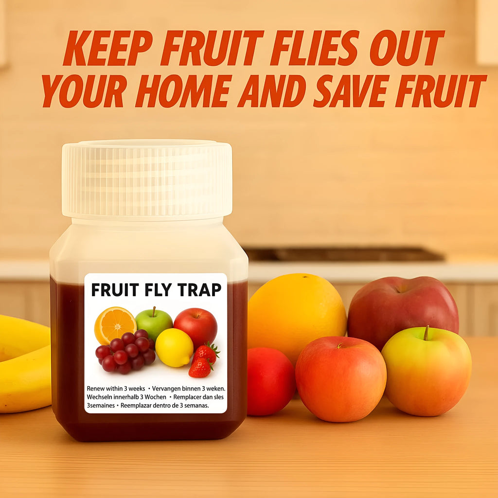 Bottle of SK003 fruit fly trapper bait liquid with funnel packaging option
