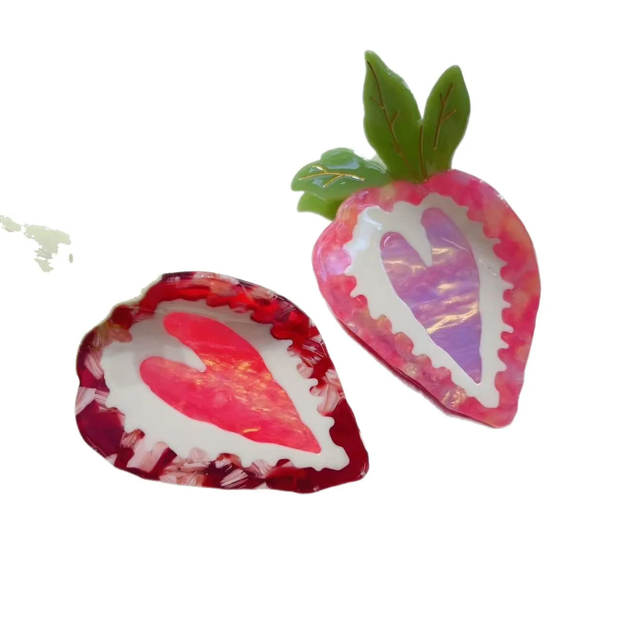 Handmade strawberry hairpin in pastoral style available in red or pink colours
