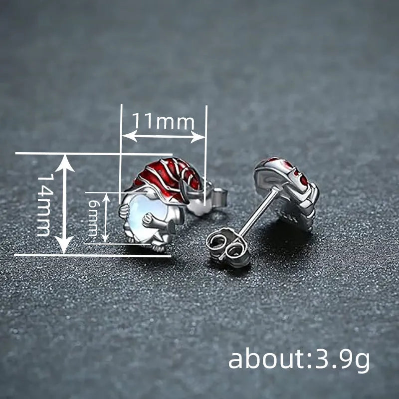 Santa Claus themed heart shape copper earrings with white gold colour electroplated finish for women