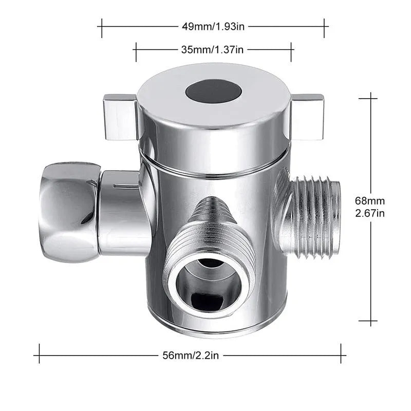 Copper shower water distributor with metal joint connection for bathroom installations