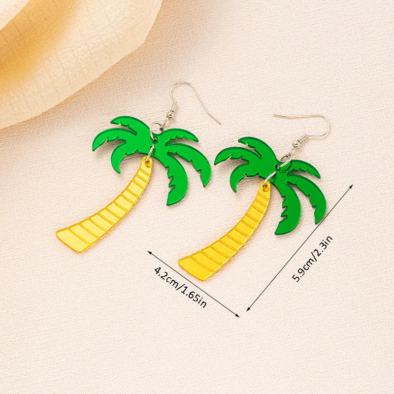 Alloy drop earrings with a blue acrylic artocarpus heterophyllus design and hook fastening.