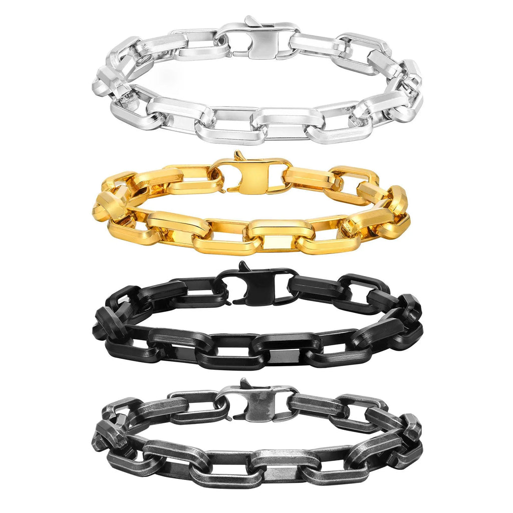 Men's titanium steel bracelet with simple square chain links in a choice of four colours.