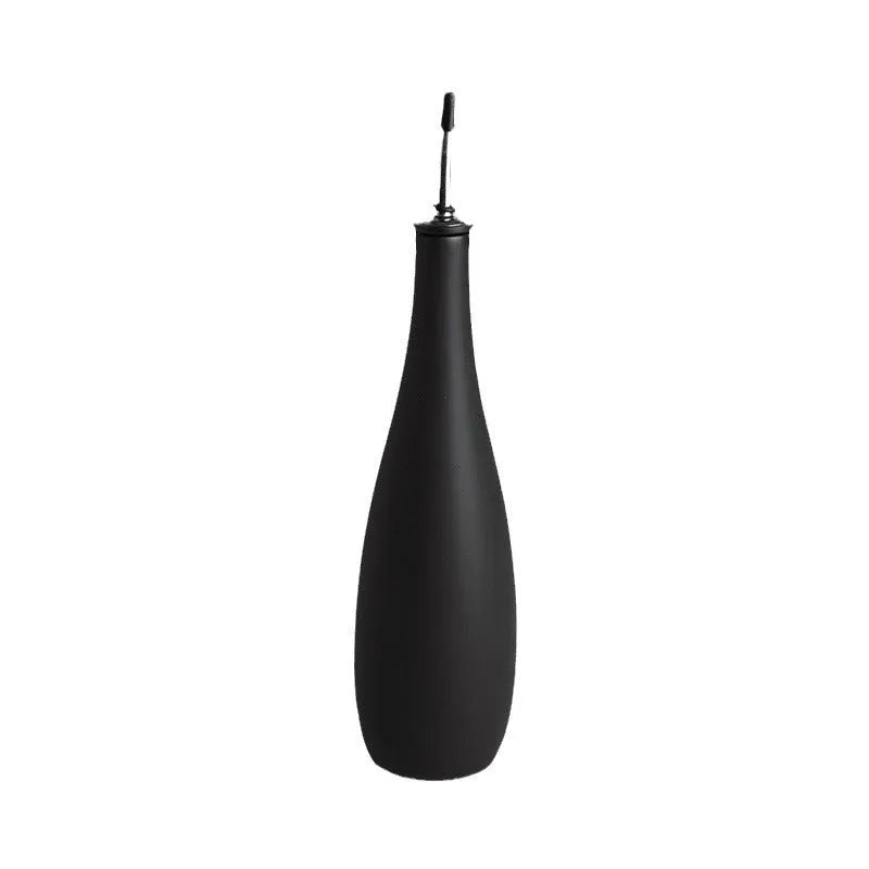 Ceramic kitchen oil pot with funnel and brush in black, coffee or white colour