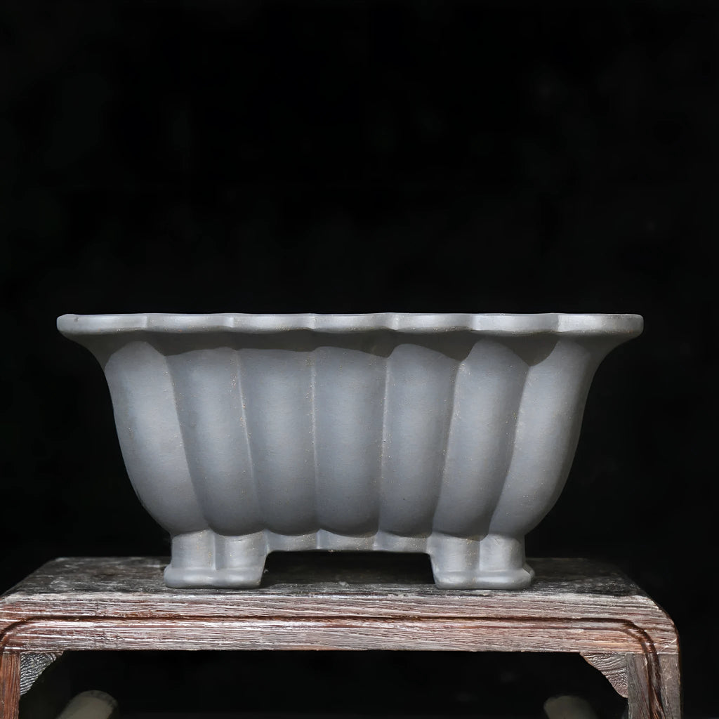 Purple sand ceramic square bonsai pot with classical styling and 37x15cm inner dimensions