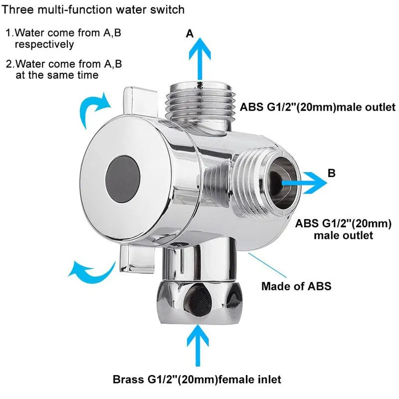 Copper shower water distributor with metal joint connection for bathroom installations