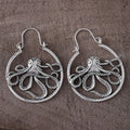 Vintage octopus earrings in antique silver finish with detailed animal zodiac modelling