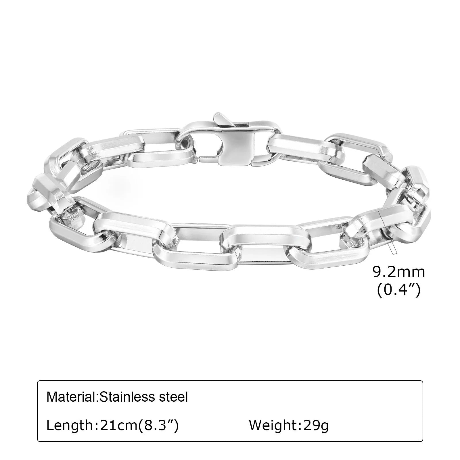 Men's titanium steel bracelet with simple square chain links in a choice of four colours.