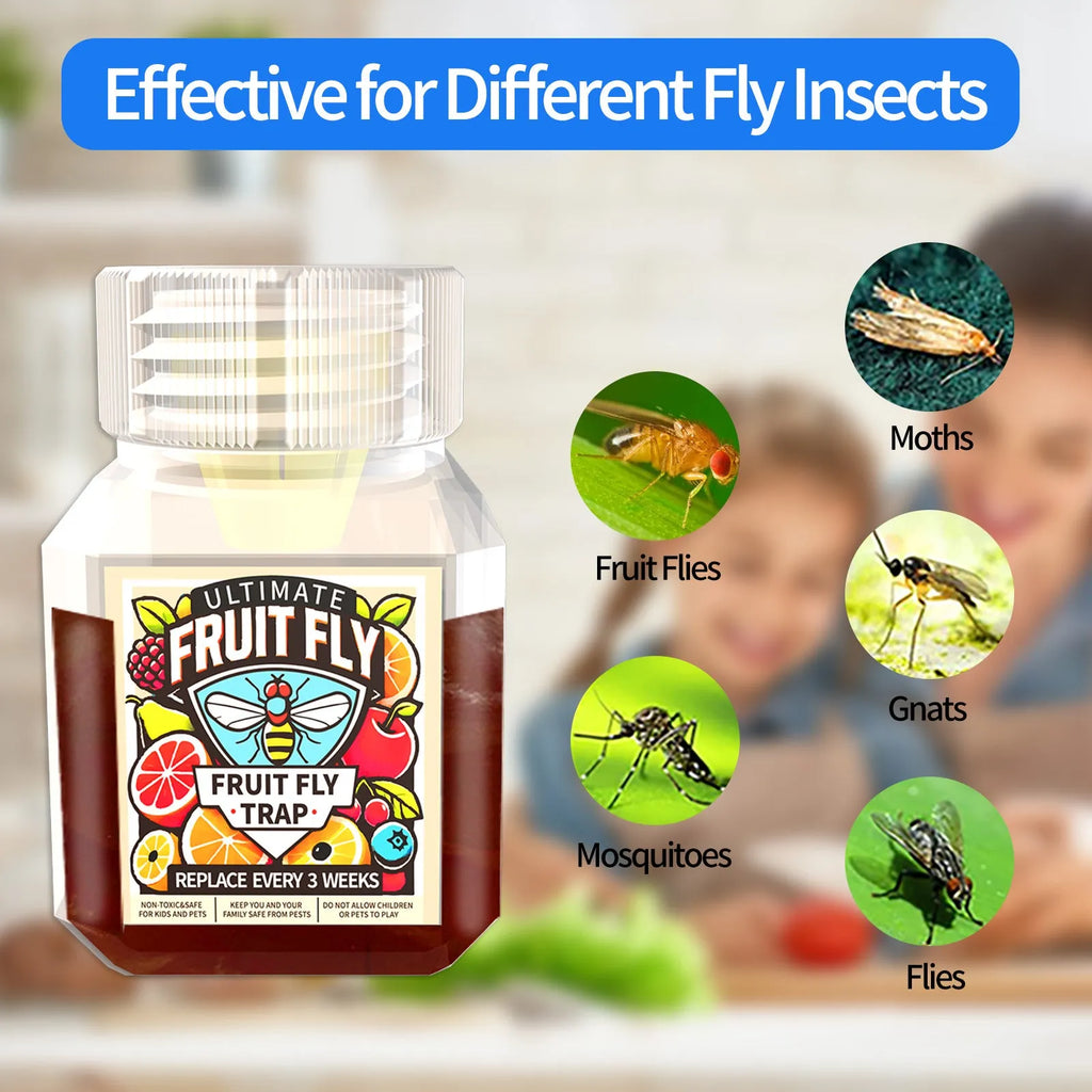 Bottle of SK003 fruit fly trapper bait liquid with funnel packaging option