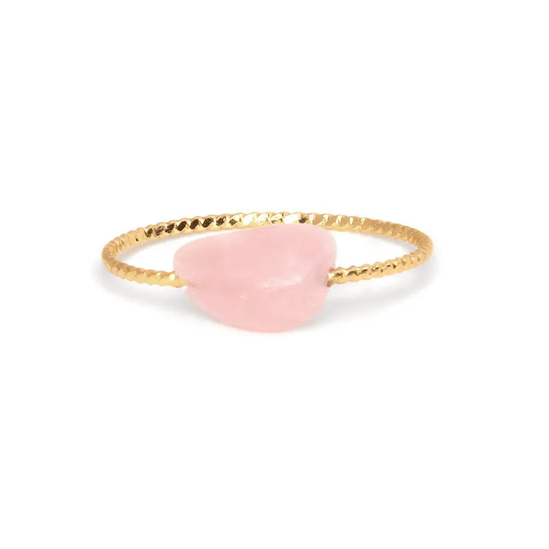 Women's geometric agate ring in an original design, showing one of eight coloured stone variants.