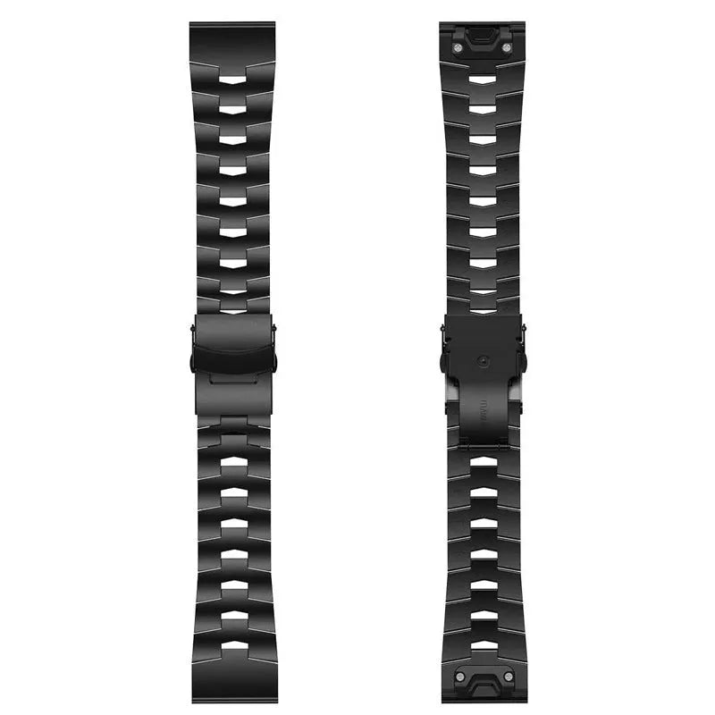 Garmin Jiaming Fenix metal watch strap in black, silver, titanium colours with 22mm and 26mm width sizes