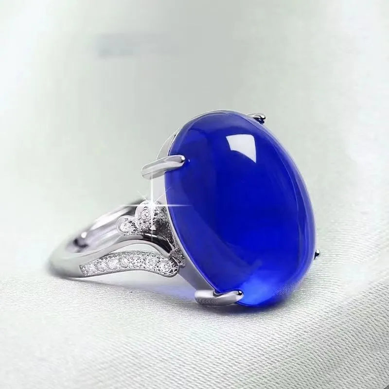 Adjustable geometric natural sapphire ring in alloy with multiple colour options