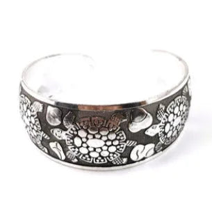 Ethnic carved open Miao pattern bracelet in alloy with Roman shape design