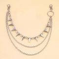 Double layer silver metal trousers chain with rivet details for punk hip hop fashion