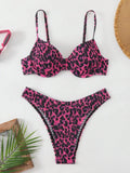 Leopard print women's bikini swimsuit with backless design in brown mixed colour