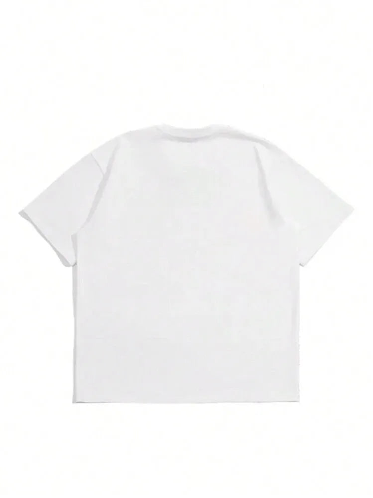 Men's pure cotton short sleeve T-shirt in Japanese retro style available in black, dark grey, and white