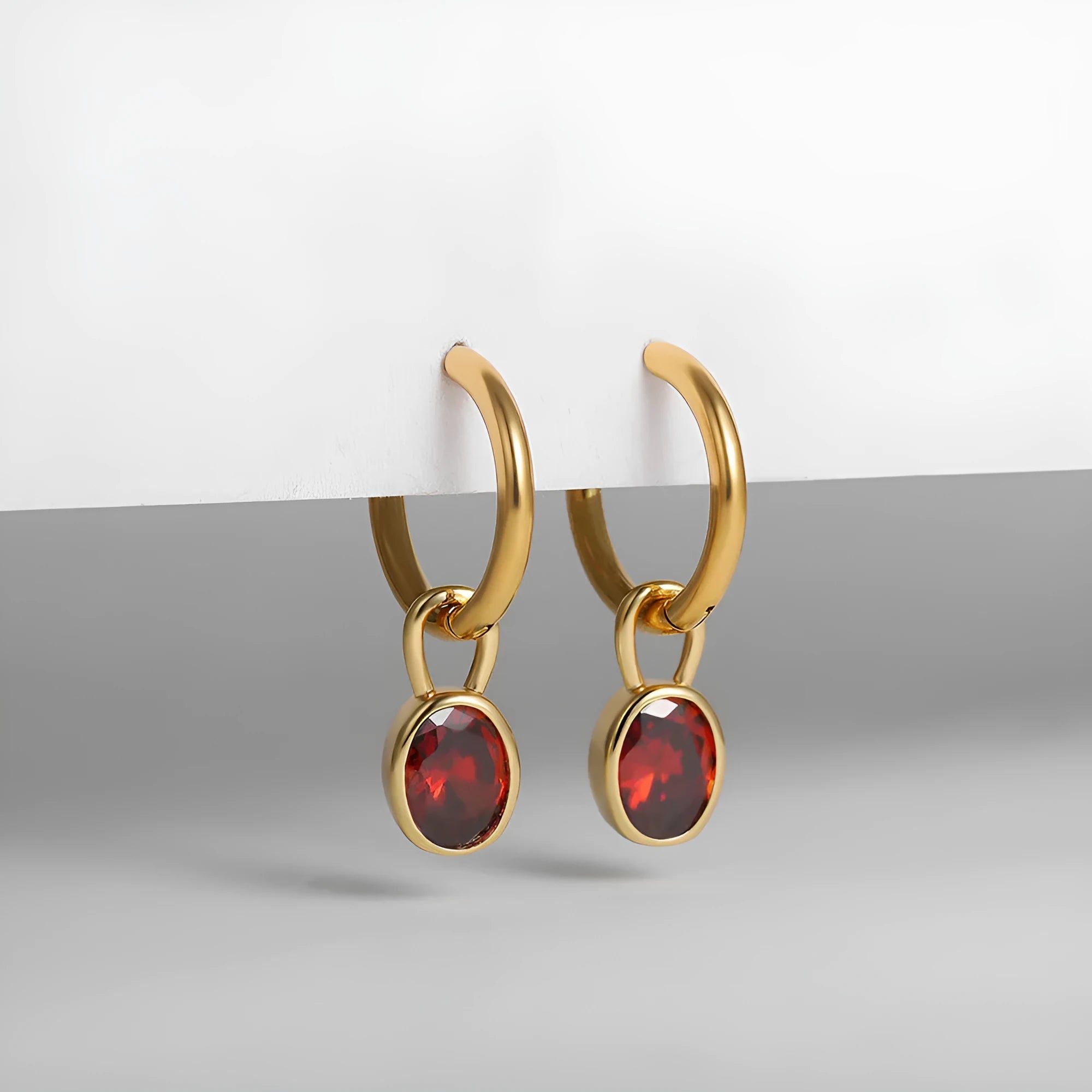 Women's retro oval zircon earrings in copper with six colour options on display
