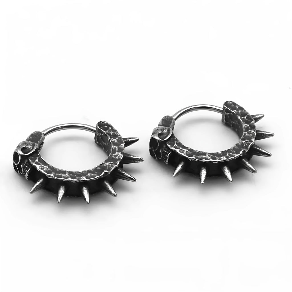 Copper plastic punk motorcycle geometric alloy earrings with black retro finish