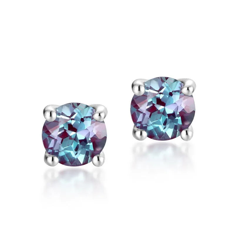 Cultivate Alexandrite 925 silver geometric round ear studs for women