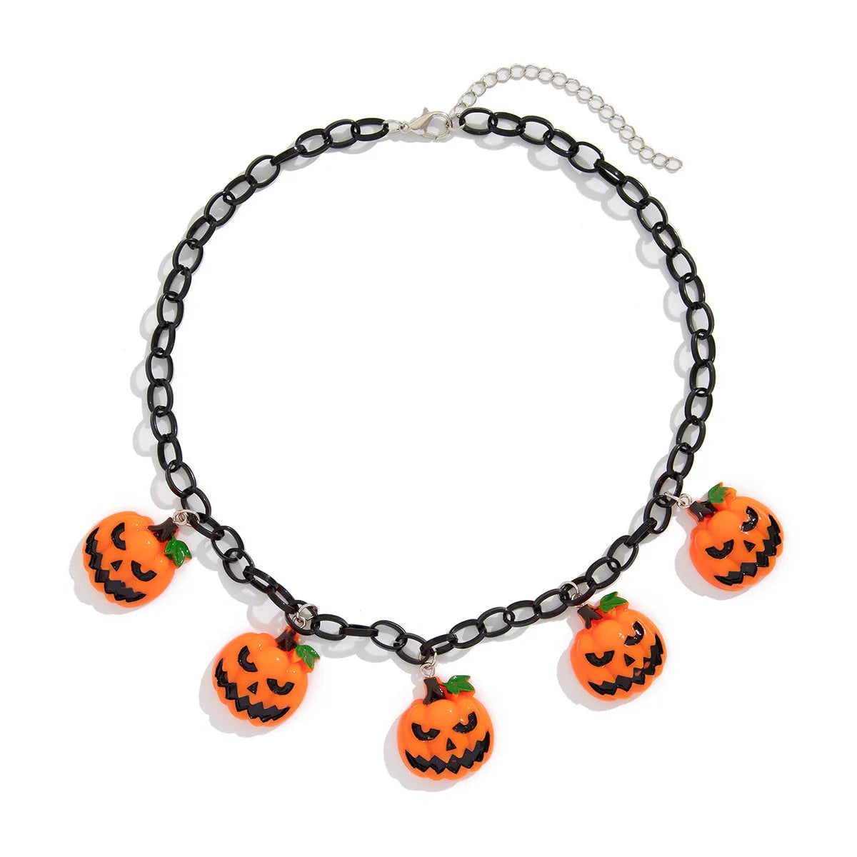 Halloween pumpkin ghost necklace with acrylic pendant and regular chain design