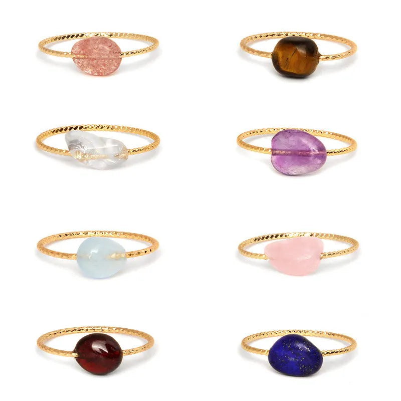 Women's geometric agate ring in an original design, showing one of eight coloured stone variants.