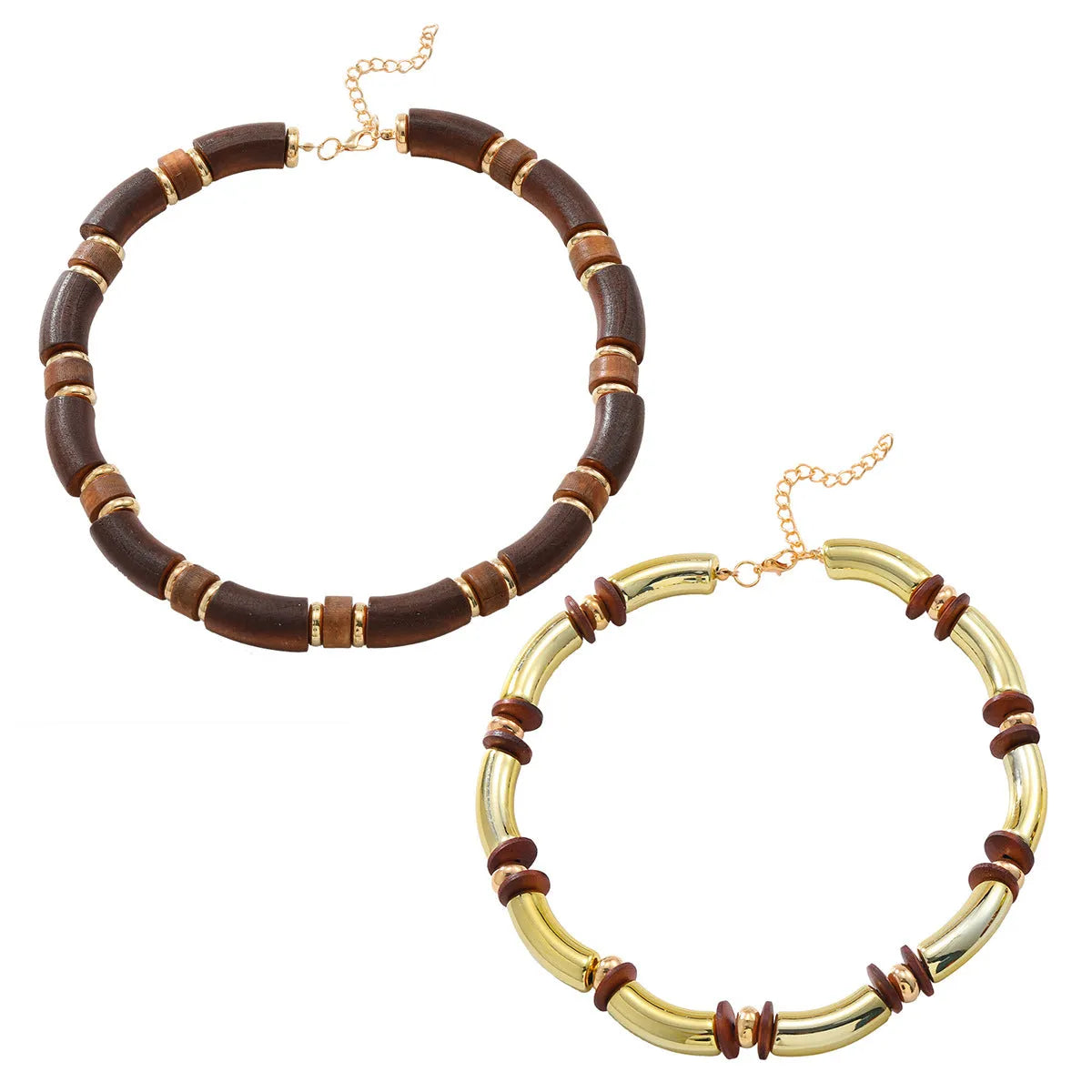 Women's alloy necklace and bracelet set with round pendants in European exaggerated style