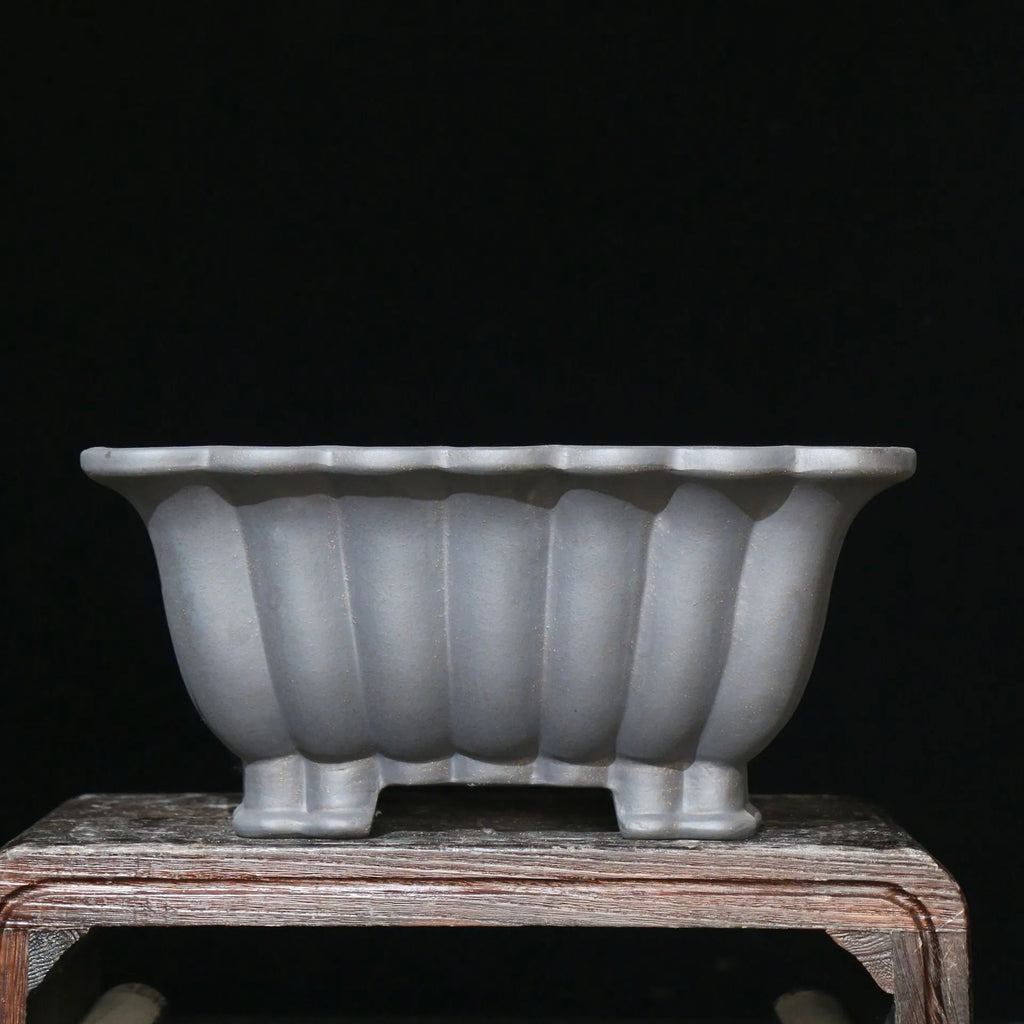Purple sand ceramic square bonsai pot with classical styling and 37x15cm inner dimensions