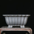 Purple sand ceramic square bonsai pot with classical styling and 37x15cm inner dimensions