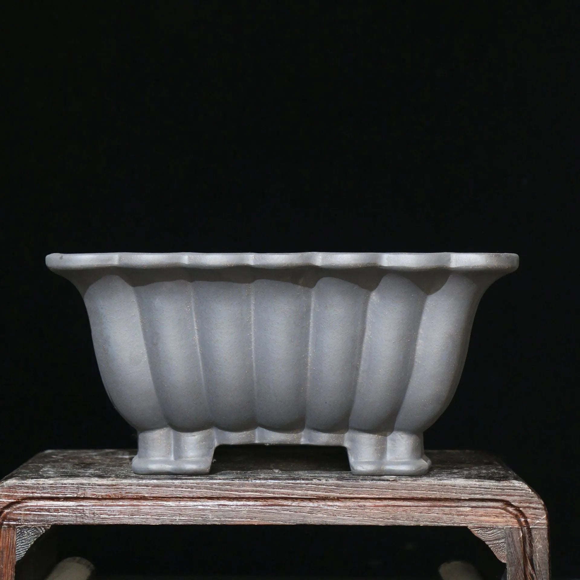 Purple sand ceramic square bonsai pot with classical styling and 37x15cm inner dimensions