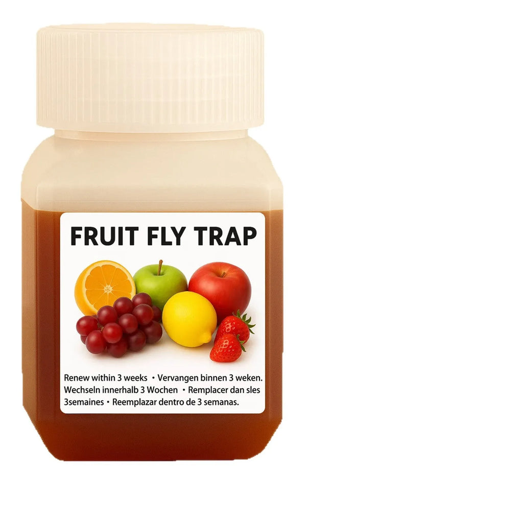 Bottle of SK003 fruit fly trapper bait liquid with funnel packaging option