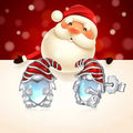 Santa Claus themed heart shape copper earrings with white gold colour electroplated finish for women