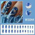 24-piece wearable nail patch set with glue, assorted floral, love and ballet designs
