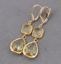 Gold retro geometric earrings with long fringe and water droplet design elements