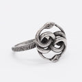 Titanium steel double snake ring in retro style with steel colour finish