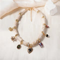 Heart-shaped resin bamboo necklace with electroplated finish on 45cm chain