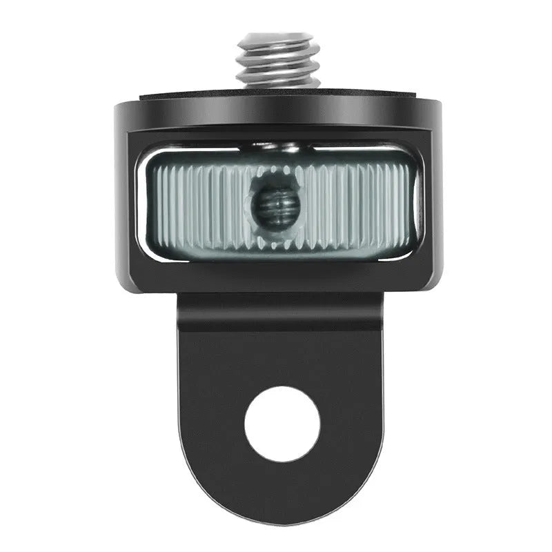Aluminium alloy sports camera adapter screw with 1/4-inch thread in black, red, and titanium colour options