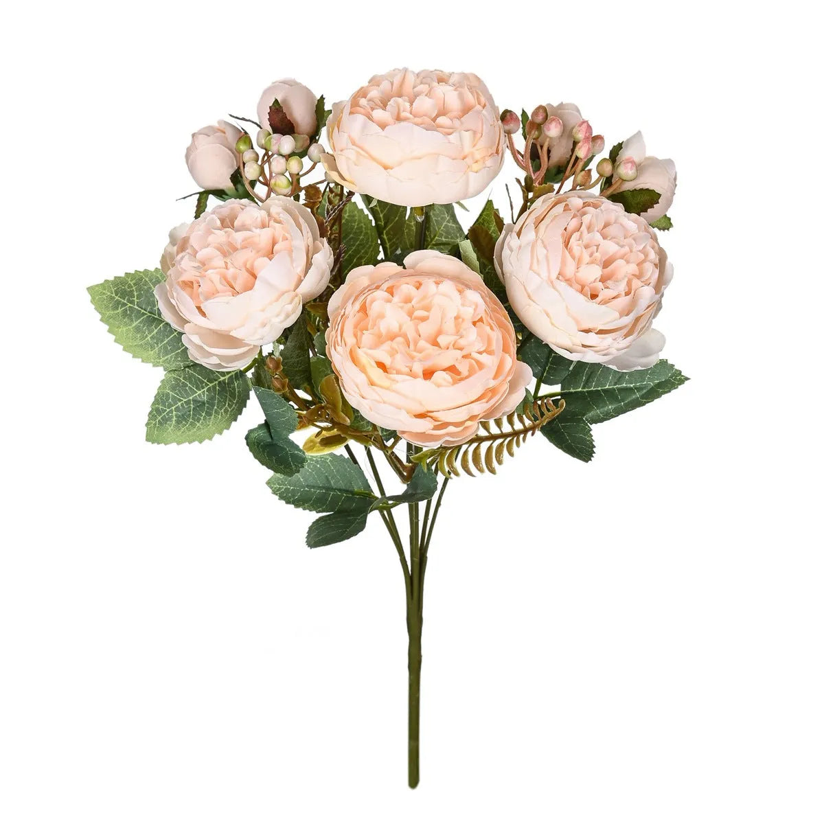 Artificial silk peony flower bouquet in champagne colour for home or wedding decoration