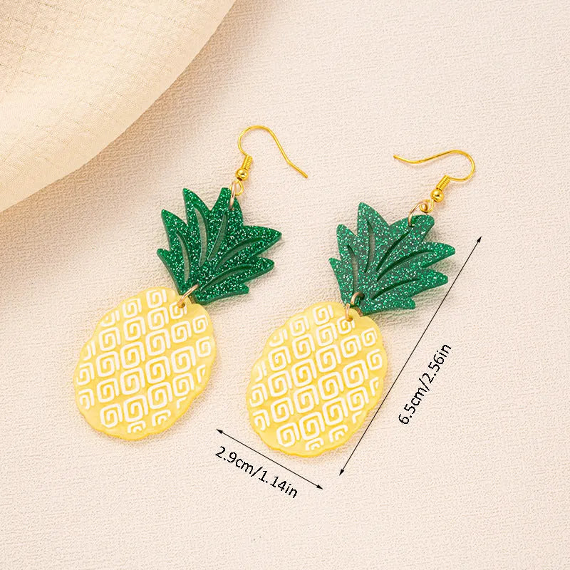 Alloy drop earrings with a blue acrylic artocarpus heterophyllus design and hook fastening.
