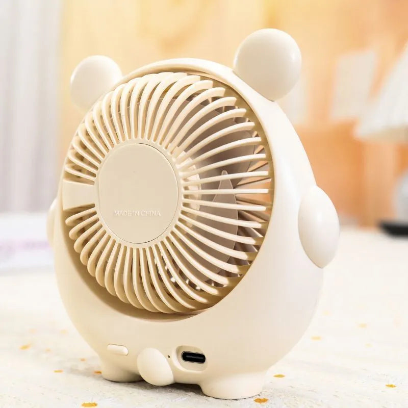 Dog-themed desktop electric fan with USB cable in one of six colour options