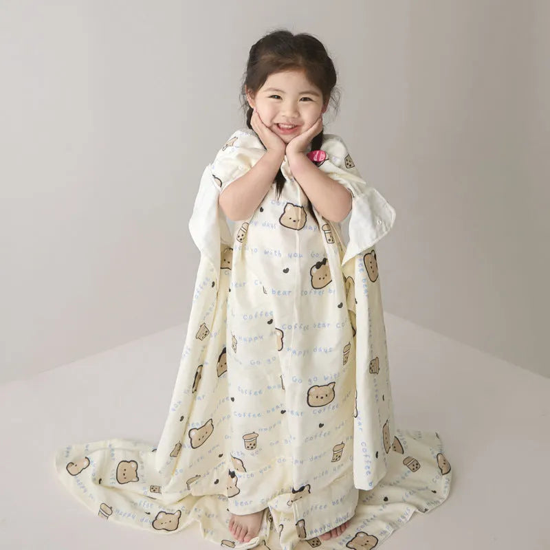 Anti-kick sleeping bag multifunctional cover blanket in summer bedding weight with decorative pattern